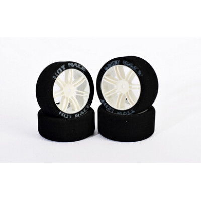 HOTRACE 1/10 WHITE RIMS TYRES 10 SETS FRONT: SHORE 35 REAR:SHORE 37 #F35/R37